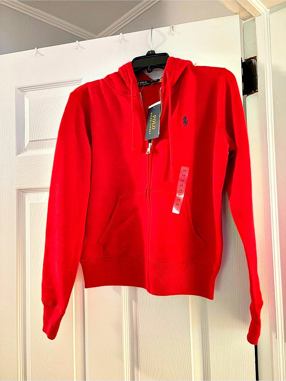New With Tags Polo Ralph Lauren Fleece Full-Zip Hoodie Red XS